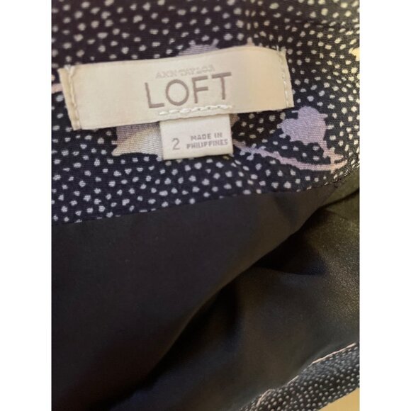 Loft Black Floral Lightweight Mini Skirt with Ruffle Accent Sz 2 - Picture 5 of 8